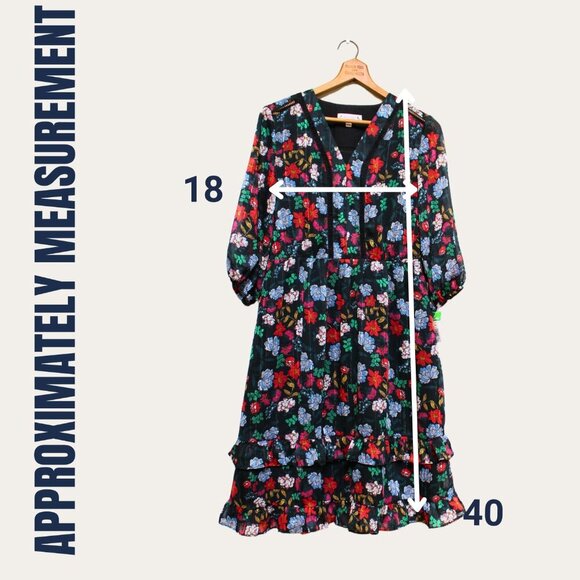 Nanette Lepore Floral-Print V-Neck Chiffon Dress size 2 Romantic Party EUC Flowy - Picture 12 of 12